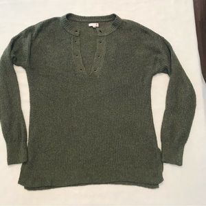 SO sweater, army green, tunic length, XS